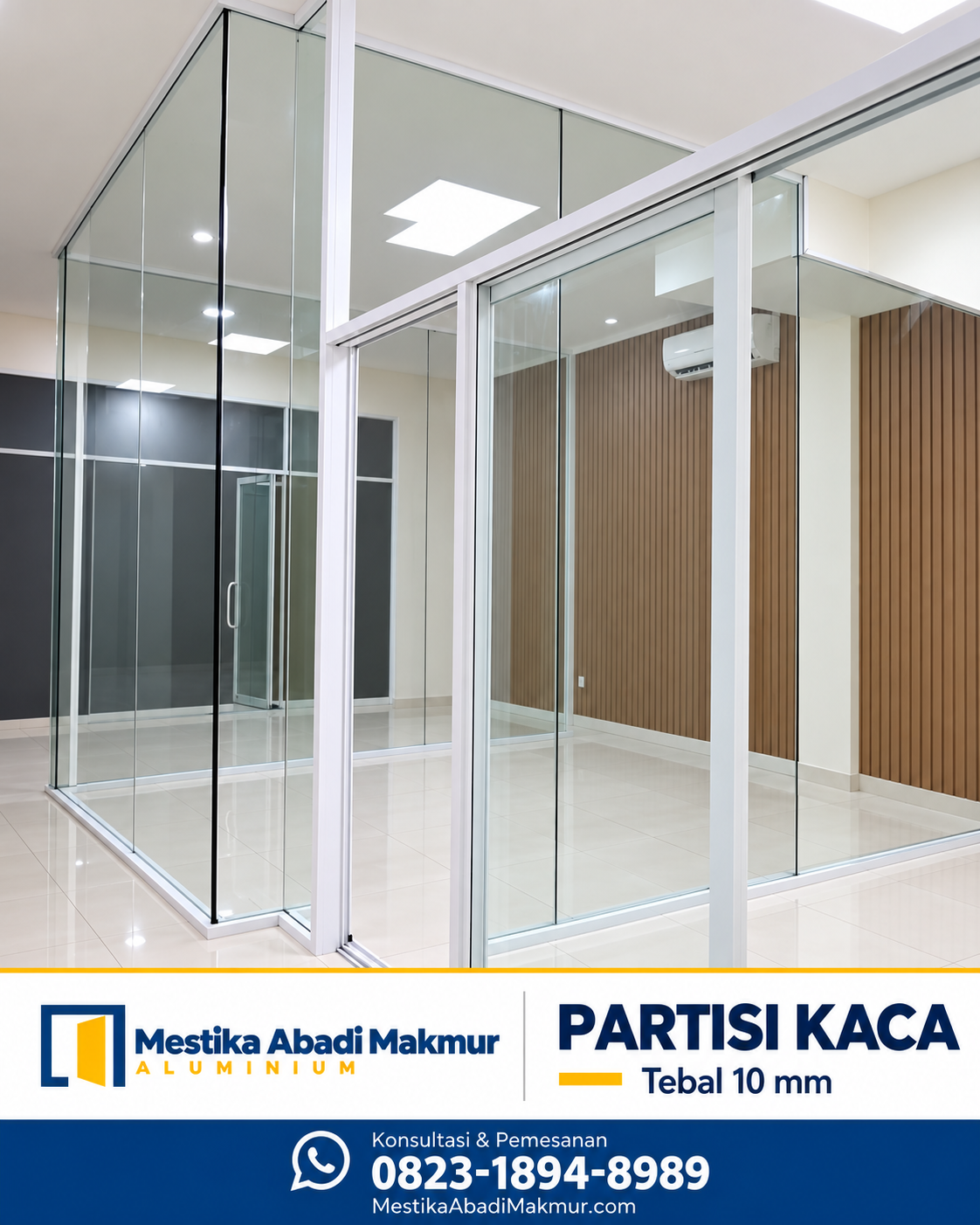 Foto produk partisi kaca tebal 10mm Mestika Abadi Makmur